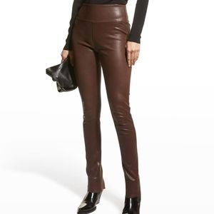 Sprwmn Los Angeles Chocolate Brown Lamb Leather Leggings NWOT Rare Color